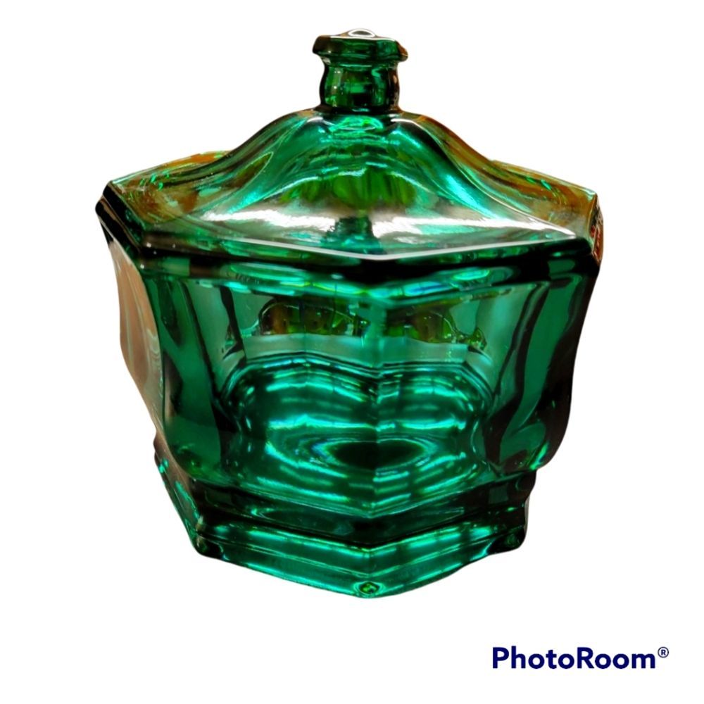 Indiana Green  glass candy dish with lid